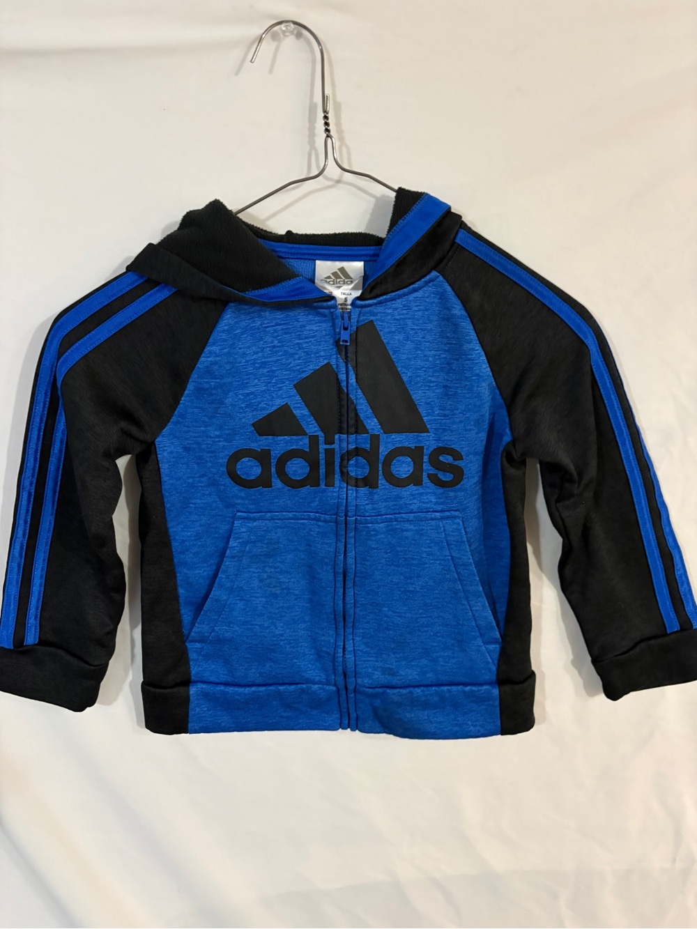 adidas Blue and Black Zip-Up Kids Hoodie